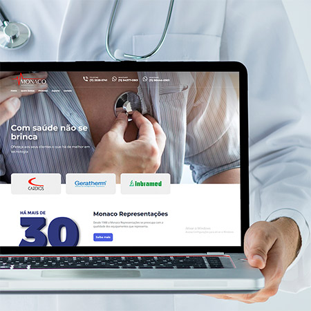 Item Portfolio | Monaco Representações - Site, Cartão de Visita, Folder, Eventos e Panfleto