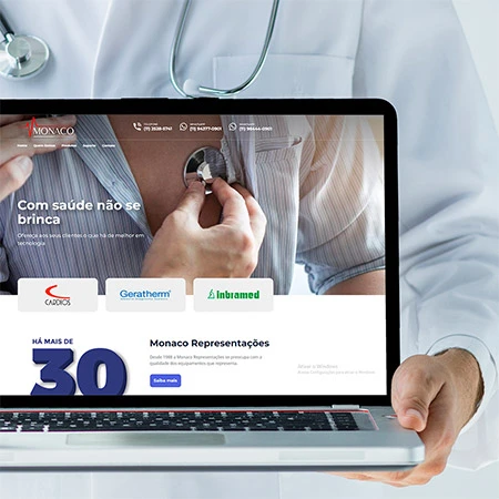 Item Portfolio | Monaco Representações - Site, Cartão de Visita, Folder, Eventos e Panfleto